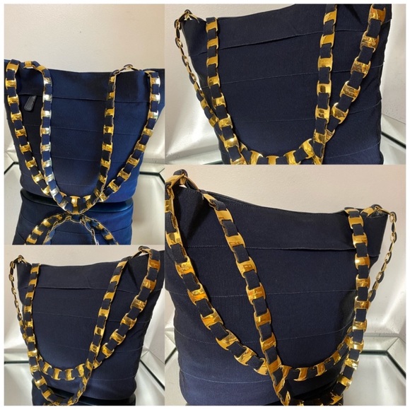 💥💥💥VINTAGE SUPER BEAUTIFUL 💥💥Ferragamo Navy blue Canvas Vara
Chain Tote💥💥 - Picture 4 of 16